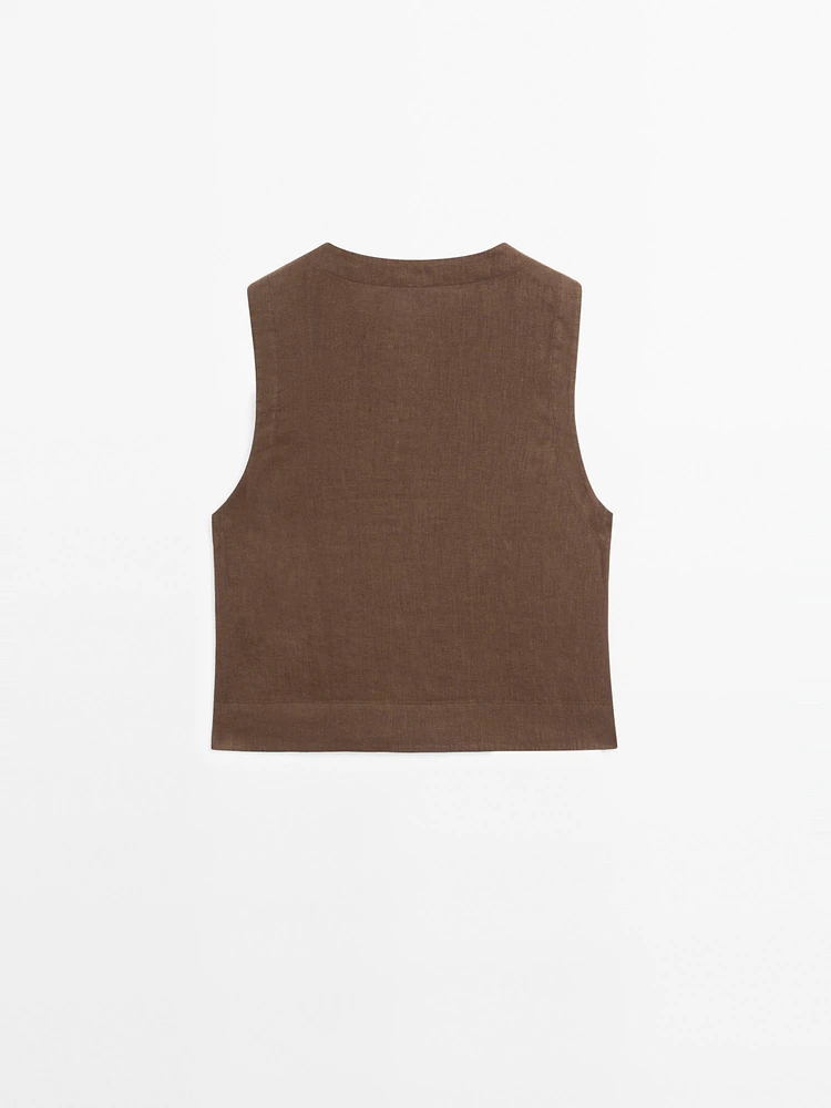100% linen blouse with seam details