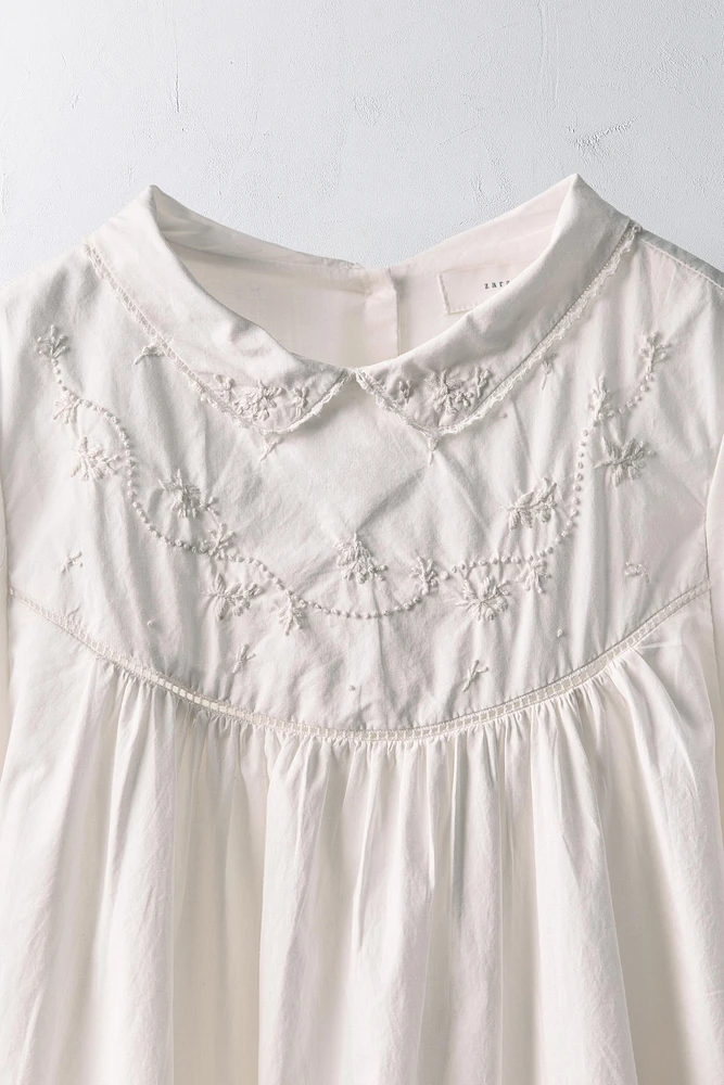 ANS/ ROBE EN POPELINE FLEURS BRODÉES LIMITED EDITION