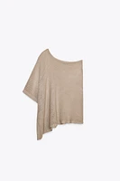 METALLIC THREAD CUT-OUT KNIT CAPE