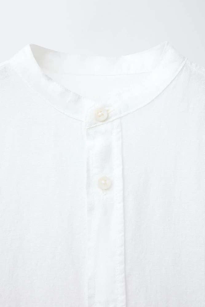 CHEMISE EN COTON ET LIN COL MAO