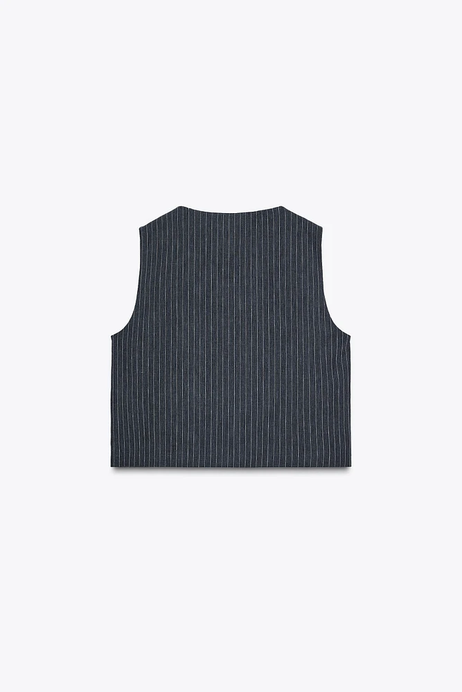 STRIPED LINEN VEST ZW COLLECTION