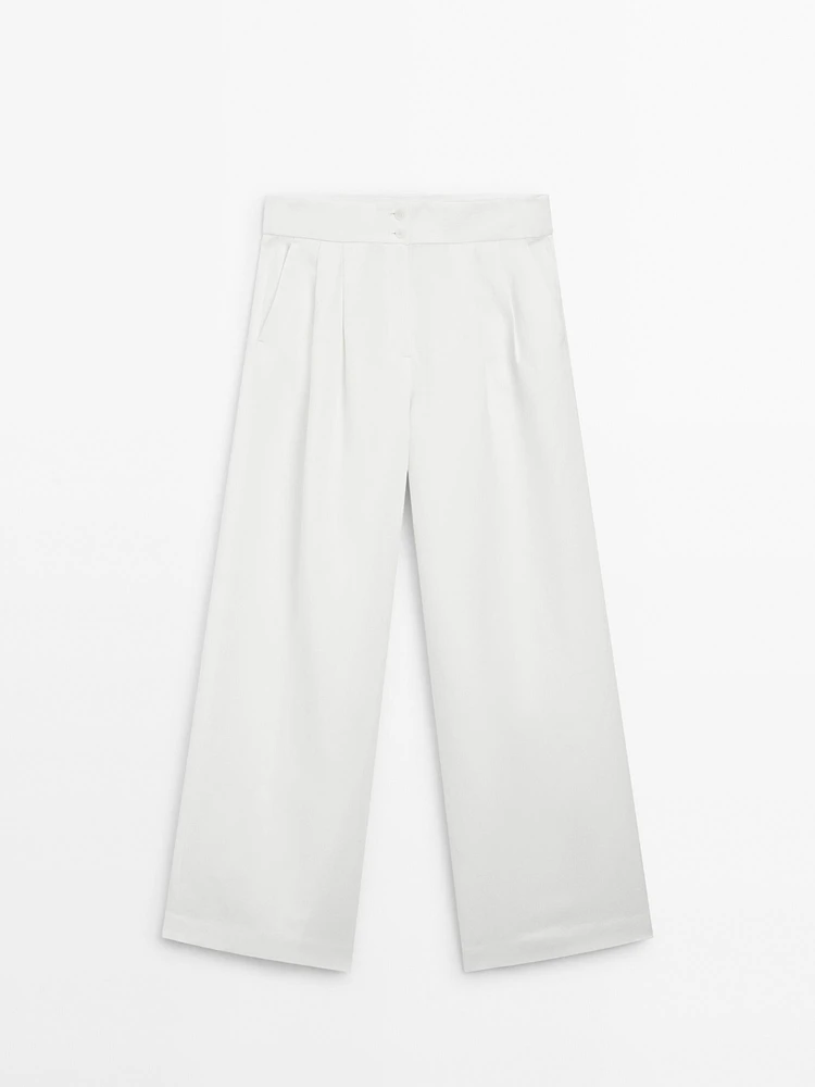 Pantalon palazzo fluide plissé