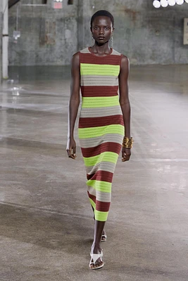 STRIPED KNIT LONG DRESS