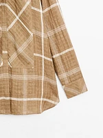 Chemise à carreaux fluide en lin mélangé