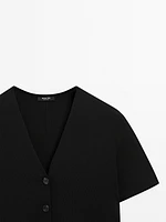 Flowing knit short sleeve cardigan