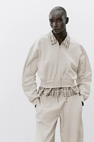 CONTRASTING POPLIN SWEATSHIRT