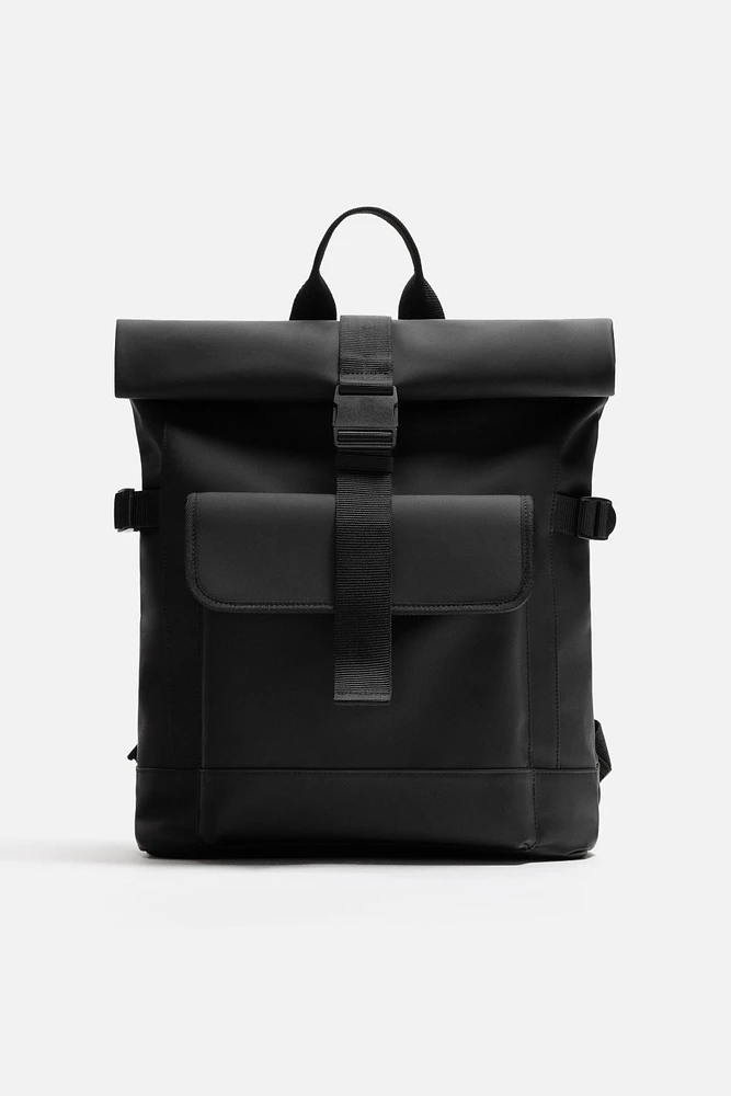 RUBBERIZED FLAP BACKPACK