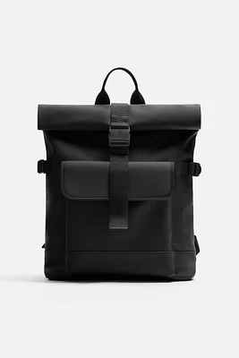 RUBBERIZED FLAP BACKPACK