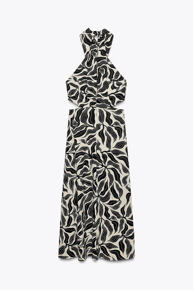 LINEN HALTER MIDI DRESS