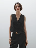 Veste courte sans manches à col en V