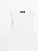 Top à encolure américaine en coton mélang