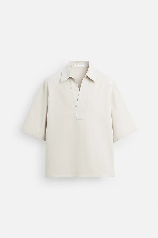 CHEMISE POLO EN COTON ET LIN