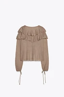 RUFFLED KNIT SWEATER