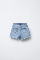 HEART POCKET DENIM SHORTS