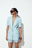FITTED SHORT SLEEVE LINEN BLAZER