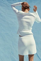 BELTED PLAIN KNIT JACKET