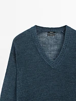 100% linen cutwork sweater