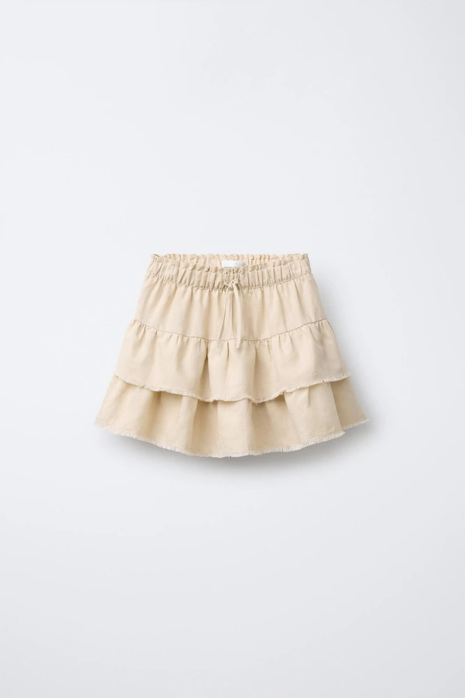 LINEN-BLEND FLOUNCE SKORT