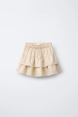 LINEN-BLEND FLOUNCE SKORT