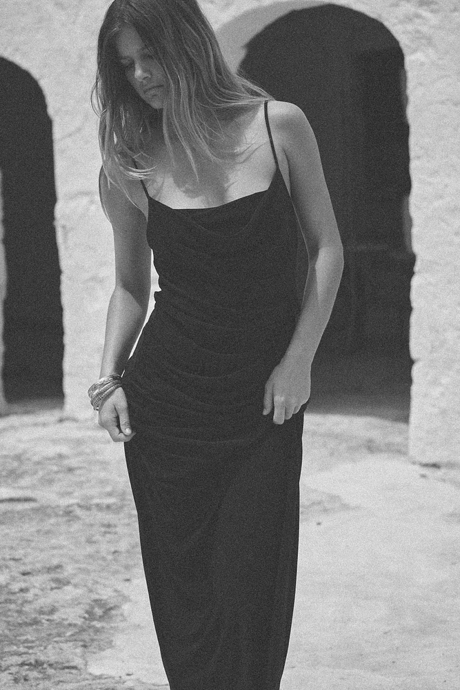 RUCHED MIDI DRESS