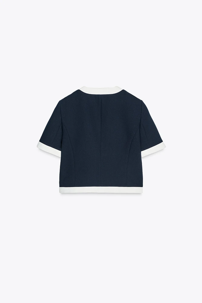 SHORT SLEEVE BLAZER WITH CONTRAST WELT