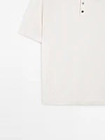 100% cotton textured knit polo shirt