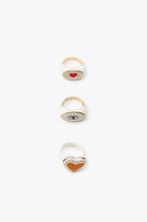 3-PACK OF HEART-SHAPED RINGS