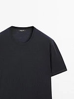 T-shirt en maille de laine mélangée à manches courtes