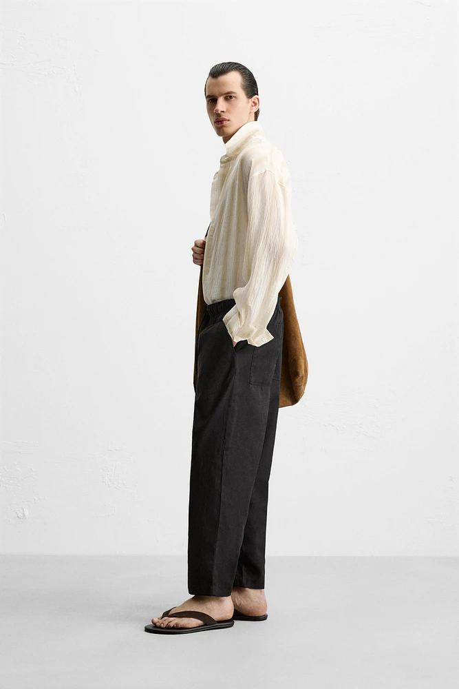 RELAXED FIT COTTON LINEN PANTS