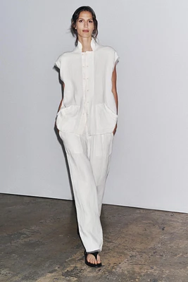 DOUBLE BUTTON LINEN PANTS