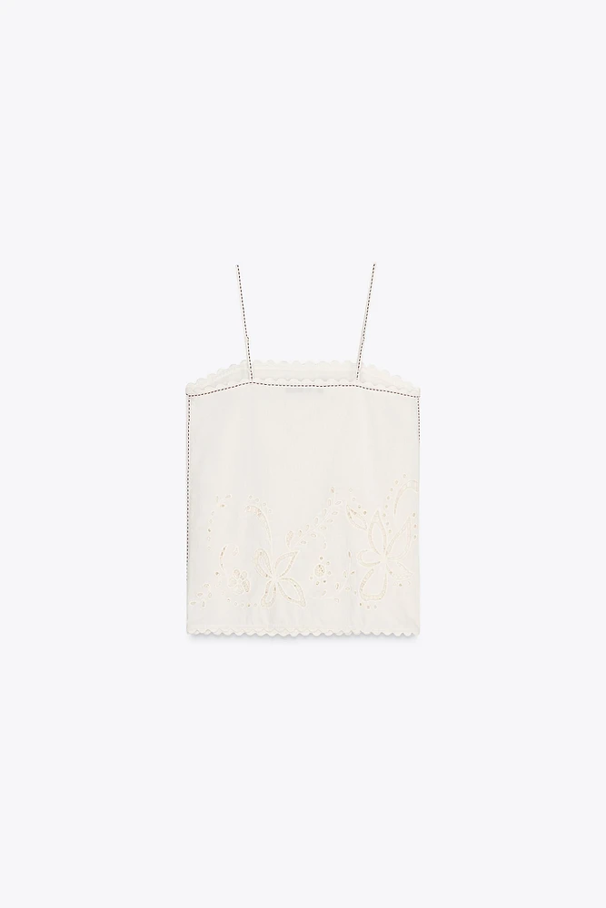 ZW COLLECTION EMBROIDERED TOPSTITCHING TOP