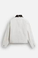VESTE EN DENIM À COL IMPRIMÉ ANIMAL