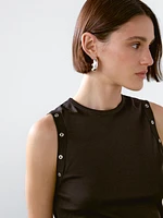 Cropped T-shirt with eyelets