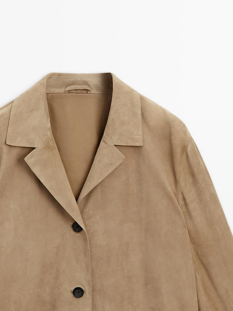 Blazer fluide en cuir effet daim