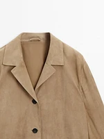 Blazer fluide en cuir effet daim