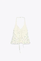 FLORAL POPLIN HALTER TOP