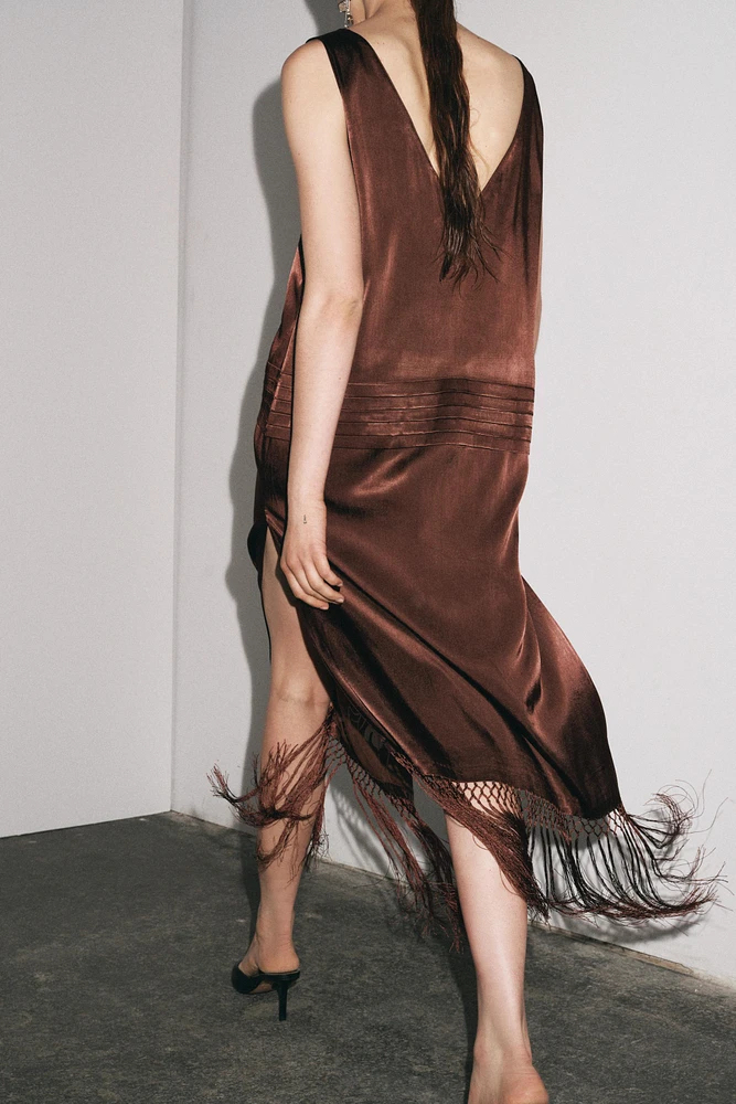 ZW COLLECTION EMBROIDERED FRINGE DRESS