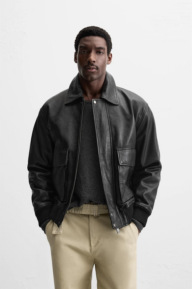 POCKET LEATHER JACKET