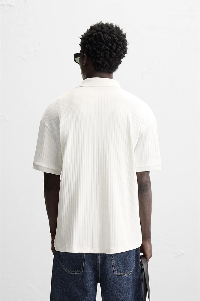RIBBED TEXTURED POLO SHIRT