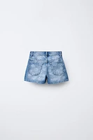 JUPE-SHORT EN JEAN À FLEURS