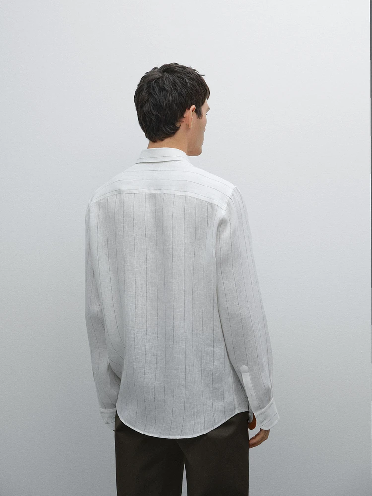 Chemise à rayures tennis 100 % lin