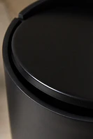 BLACK RESIN BATHROOM TRASH CAN WITH LID