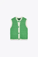 LARGE BUTTON KNIT VEST TOP