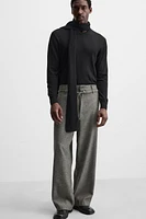 BELTED HERRINGBONE PANTS