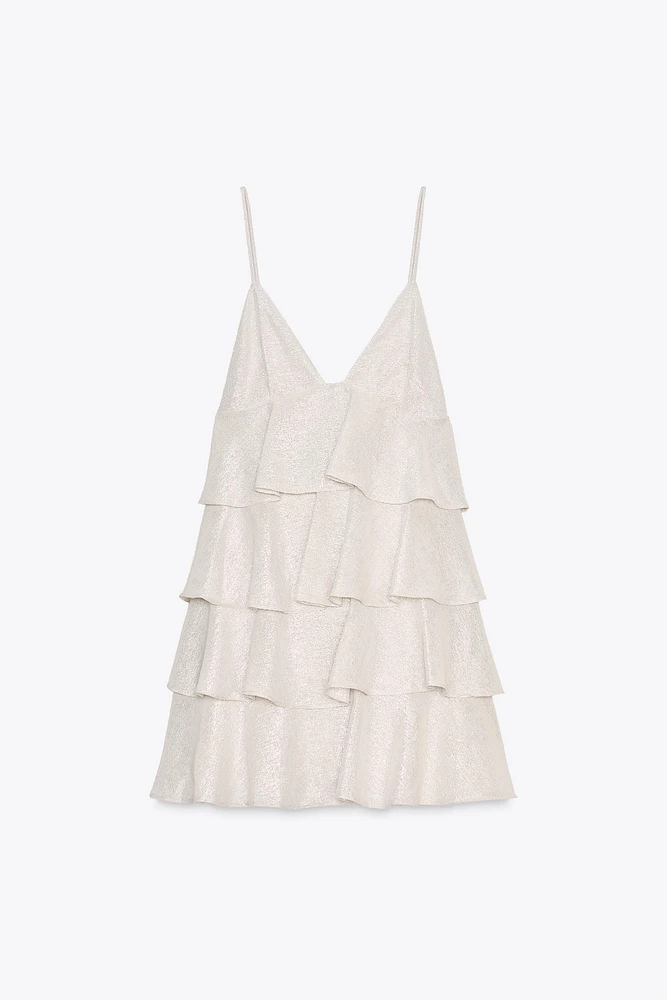ROBE COURTE À VOLANTS