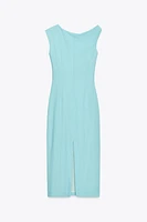 ASYMMETRIC MIDI DRESS WITH APPLIQUÉ