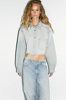VESTE COURTE EN JEAN TRF DÉCHIRURES
