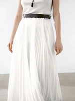 Pleated skirt with leather detail
