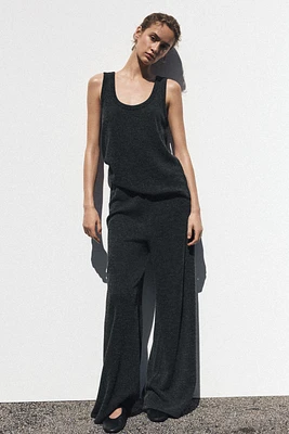 RIBBED WIDE LEG PANTS