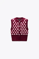 HEART JACQUARD KNIT VEST